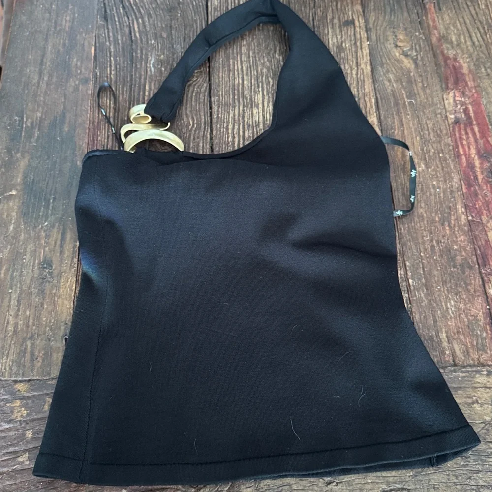 Aje Enigma Hardware-Detailed Knit Halter Top Black NWT - Picture 5 of 7